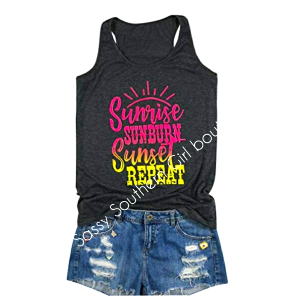 ⭐🆕 Sunrise sunburn sunset repeat tank
